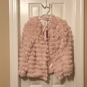 Blush pink faux fur jacket